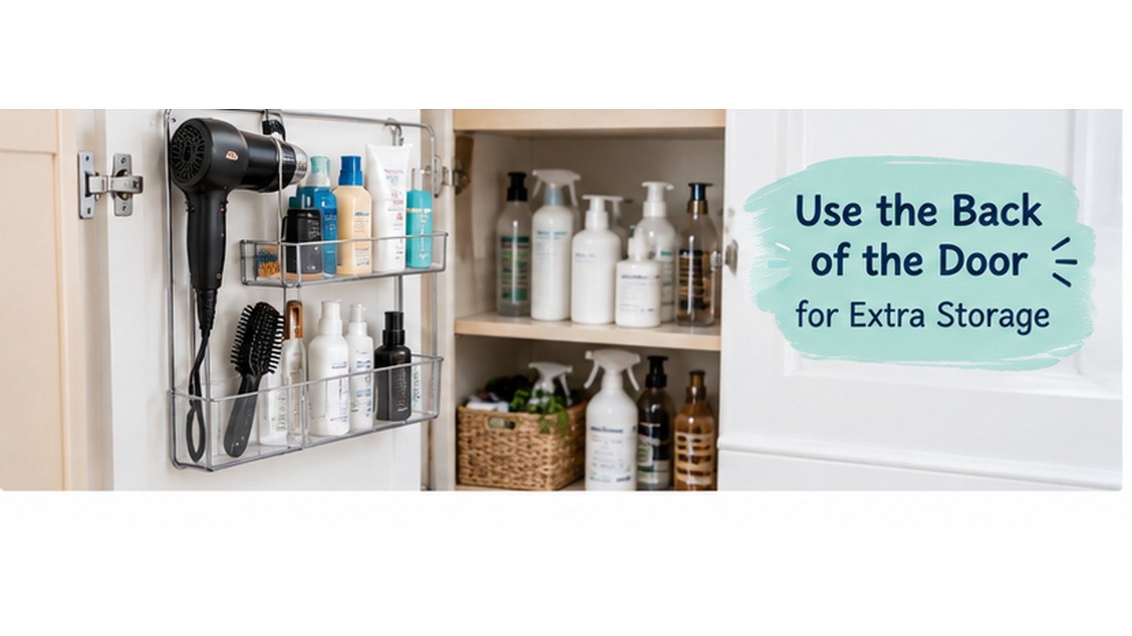 Bathroom cabinet door used for additional storage