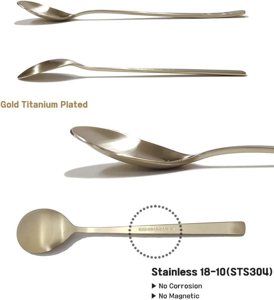 Food grade 304 stainless steel specifications of Korean Gold Titanium Cutlery Set