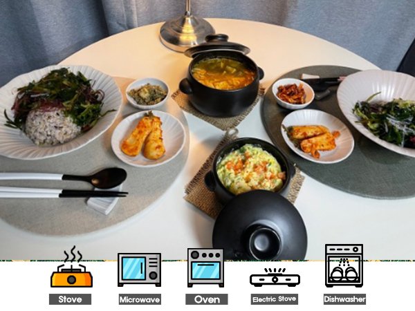 Korean Earthenware Ttukbaegi Served on Table