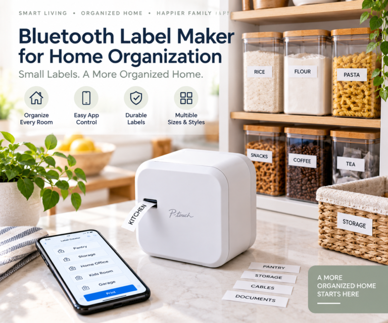 Bluetooth label maker for home organization and pantry storage