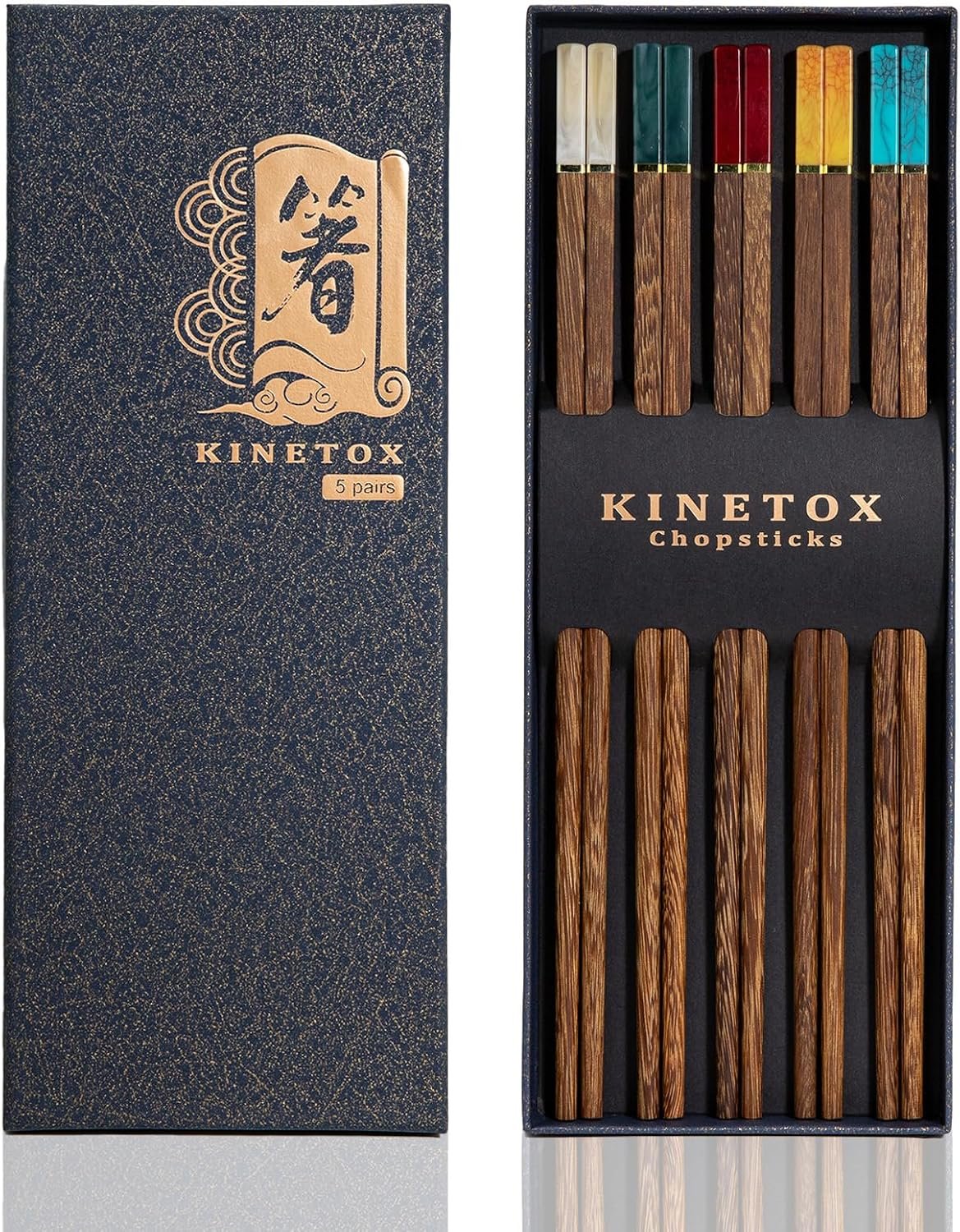 Luxury zebrawood wooden asian chopsticks set gift box