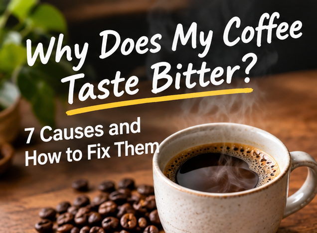 Guide to fixing bitter coffee by checking grind size, brewing time, roast, and coffee preparation