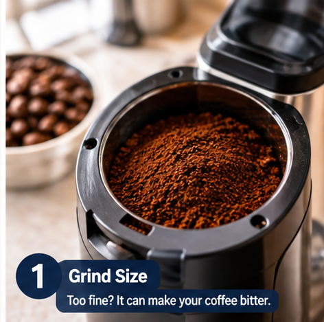 Coffee grind sizes illustrating how grind size can influence extraction and bitterness