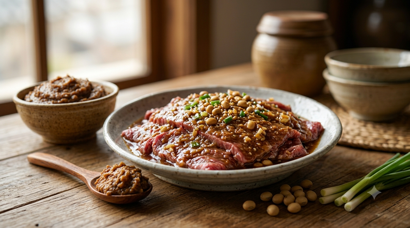 Doenjang marinade prepared for Korean-style meat