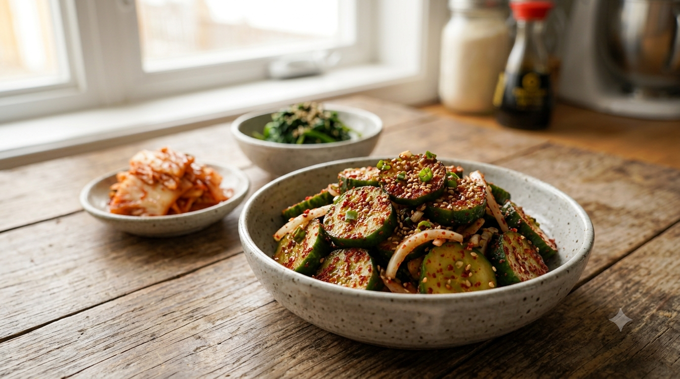 Korean vegetable side dishes seasoned with gochugaru