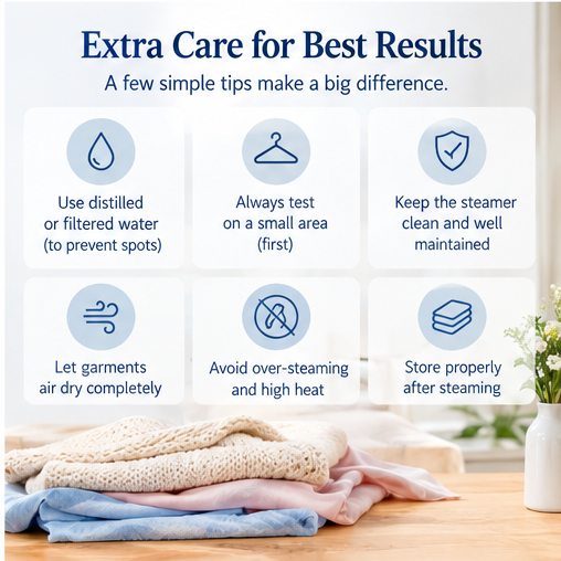 Delicate fabric care tips for safe clothes steaming